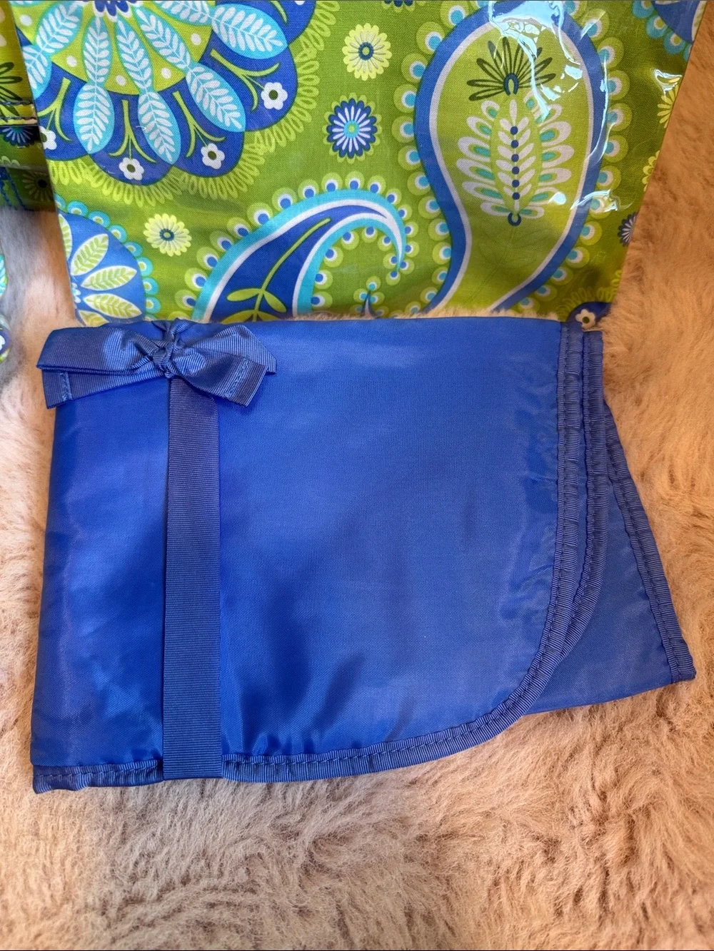 Green & Blue Paisley Kids Crossbody Bag with Matching Pouch